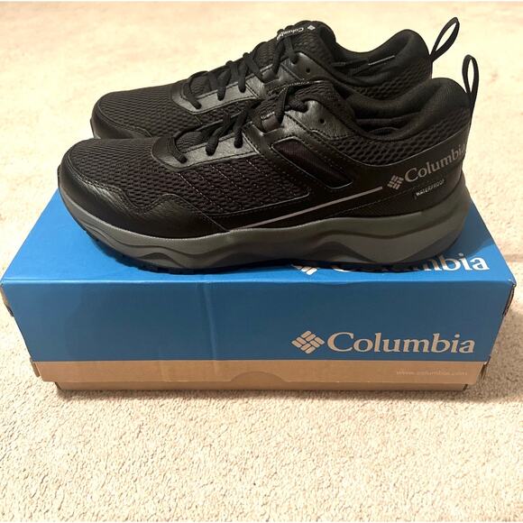 Columbia Plateau Men All-Terrain Sneakers Sz 10 Black Waterproof Lightweight New - Picture 1 of 16
